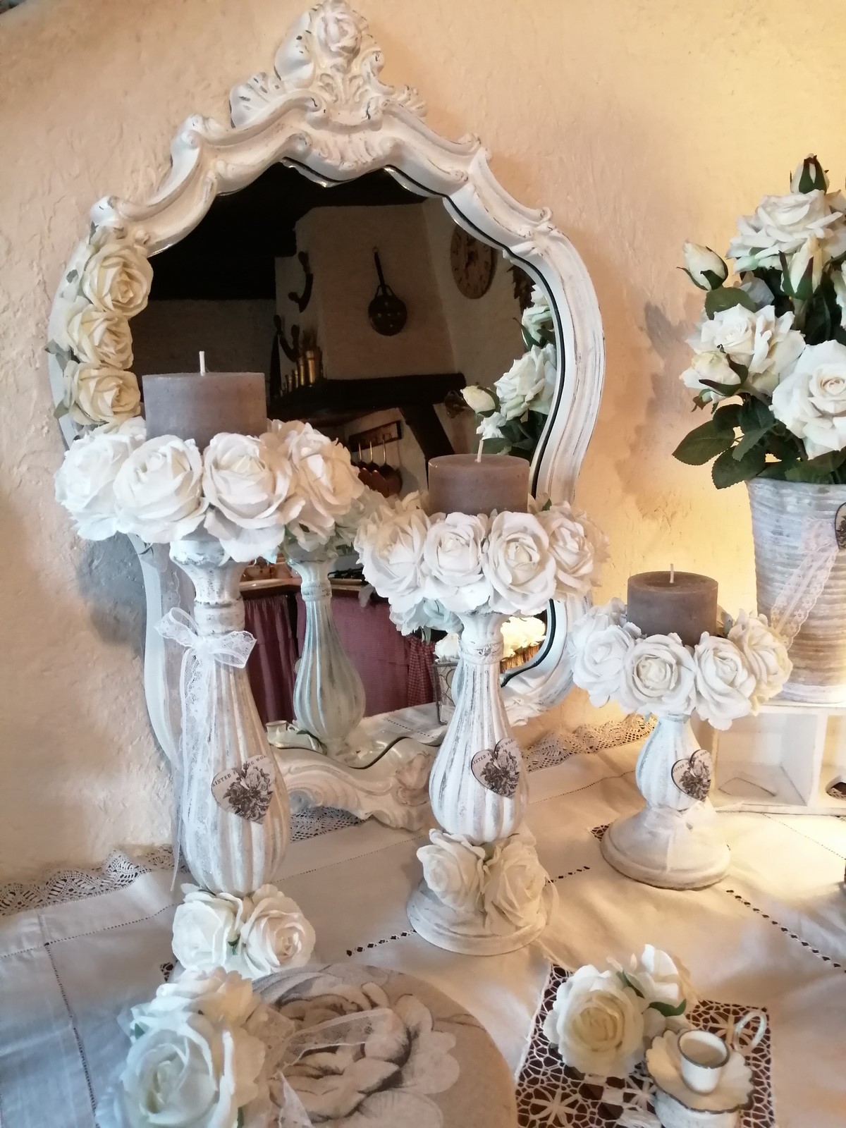 Bougeoir Caramella - rose et blanc